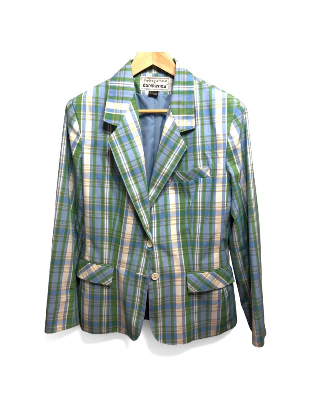 Donnkenny Plaid Women's Blazer‎ Jacket Y2K Sz 14 Pastel Goth Cotton Blend